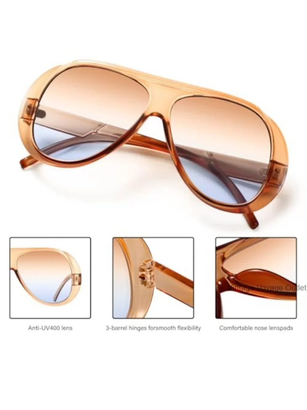 Oversized Retro Polarized Aviator Sunglasses UV400 Protection Driving Outdoor